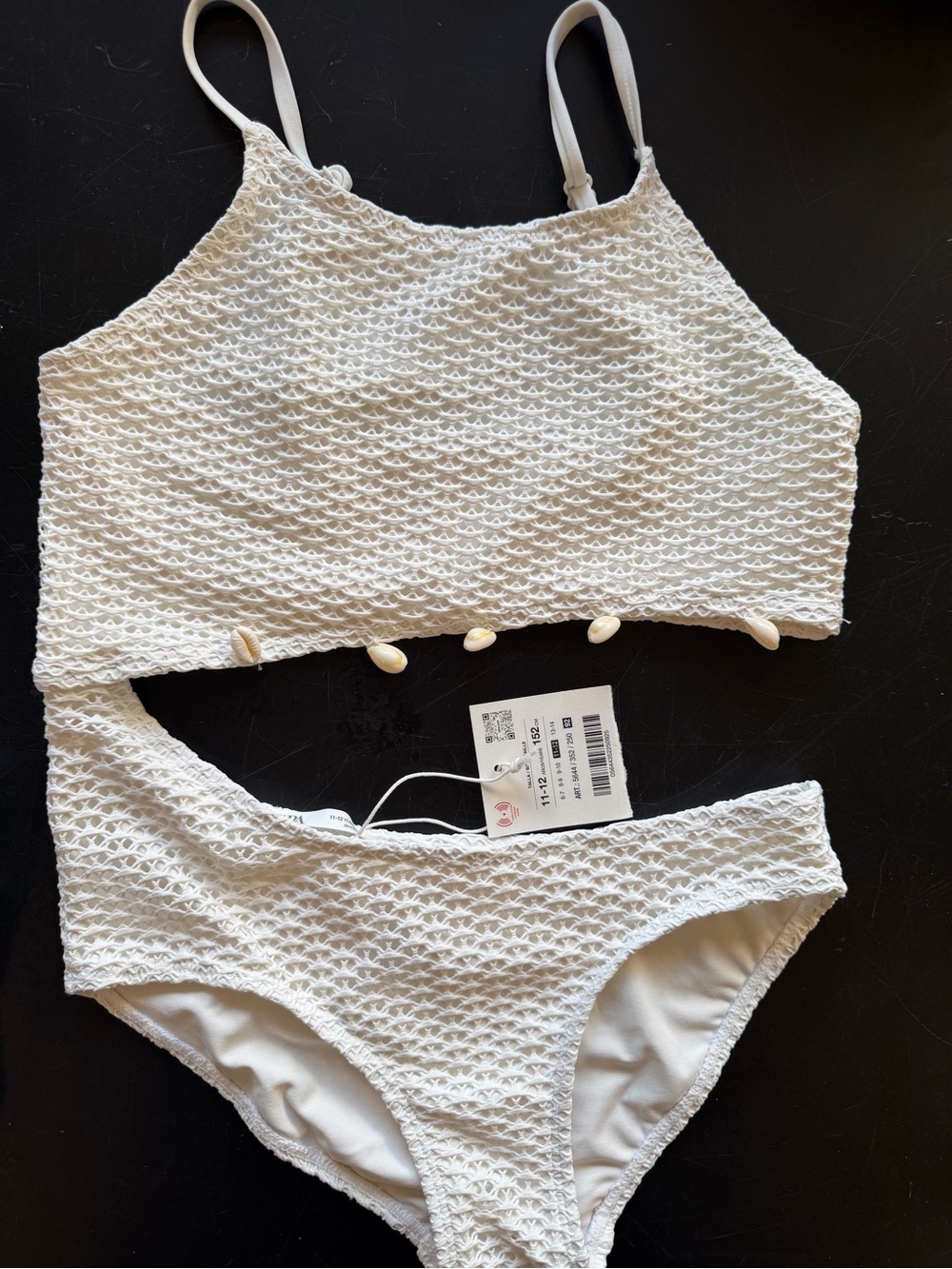 Zara Kids White Crochet Cutout One Piece Swim Suit Size 11-12